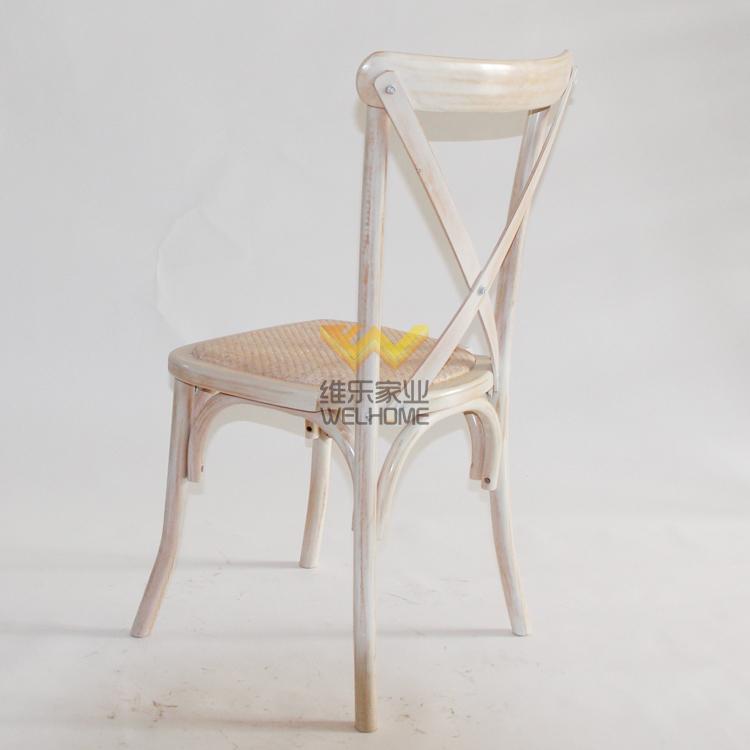 hotsale limewash color wood cross back chair for wedding