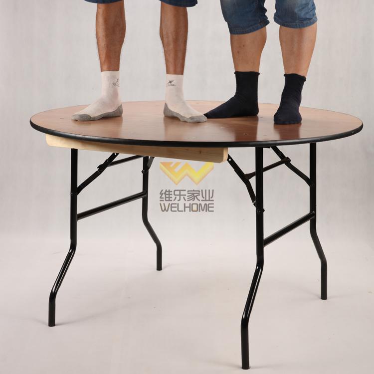 Round plywood folding table for event