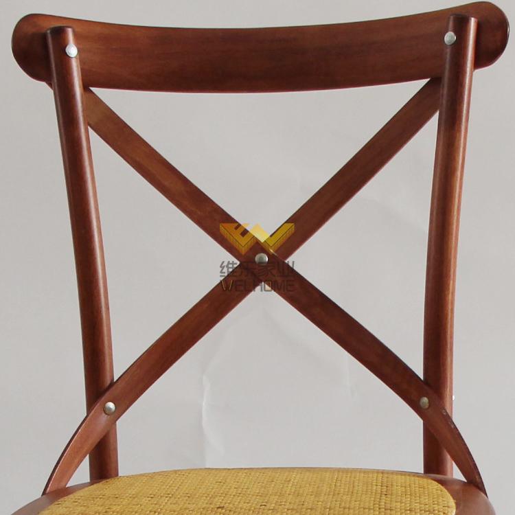 solid oak wood cross back dining chair with rattan seat made in China