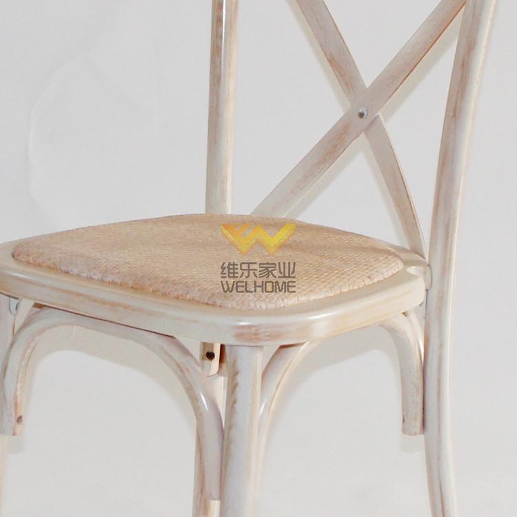 hotsale limewash color wood cross back chair for wedding