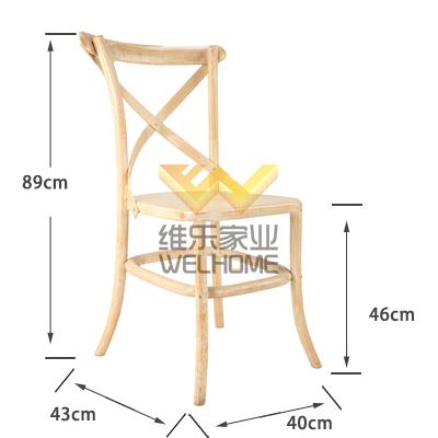 solid oak wood x back chair for event rental