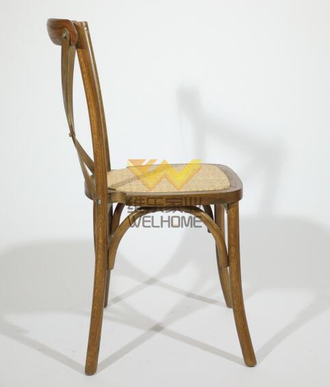 Vintage solid oak wooden cross back chair for wedding