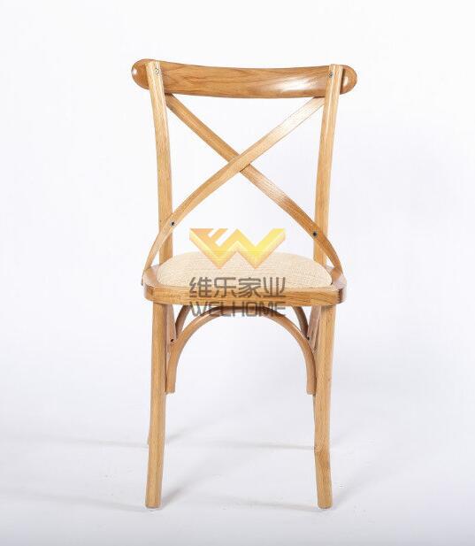 Natural wood crossback chair with rattan seat