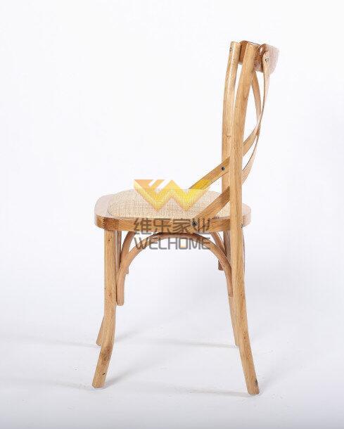 Natural wood crossback chair with rattan seat