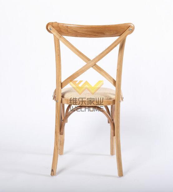 Natural wood crossback chair with rattan seat