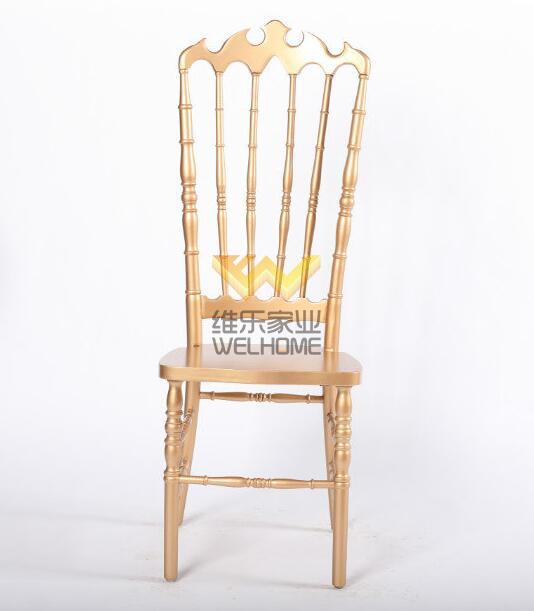 Rose gold solid wood highback napoleon chair for wedding/event