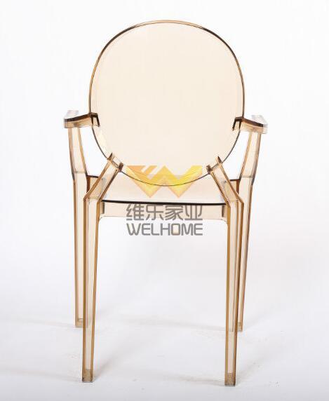 Light Yellow Resin Ghost Chair with armrest 