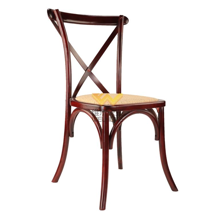 Hotsale oak wooden rattan seat cross back chair for event use