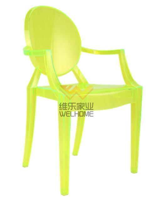 Bright green acrylic ghost chair for event/wedding