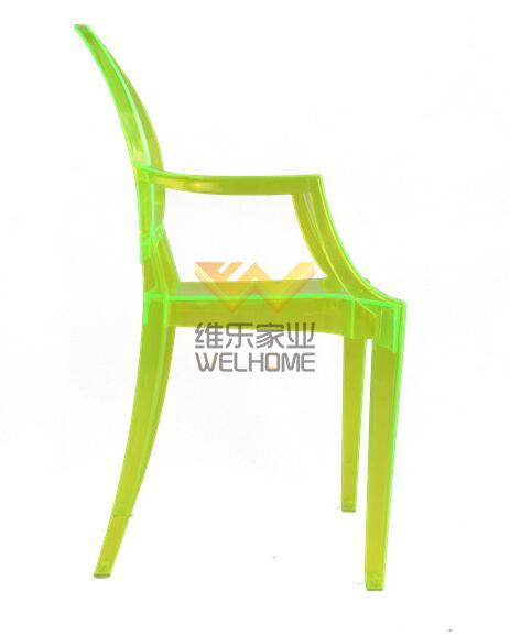 Bright green acrylic ghost chair for event/wedding